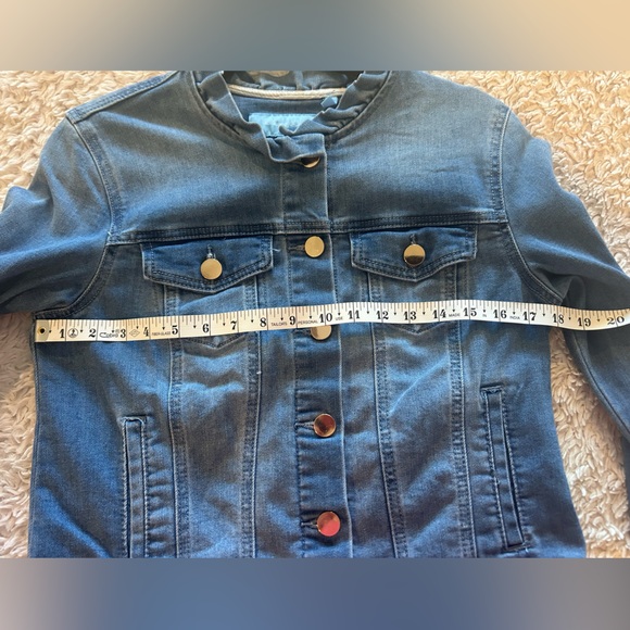 Draper James Blue Denim Jacket with Ruffle Collar & Cuffs. Size S - Picture 7 of 8